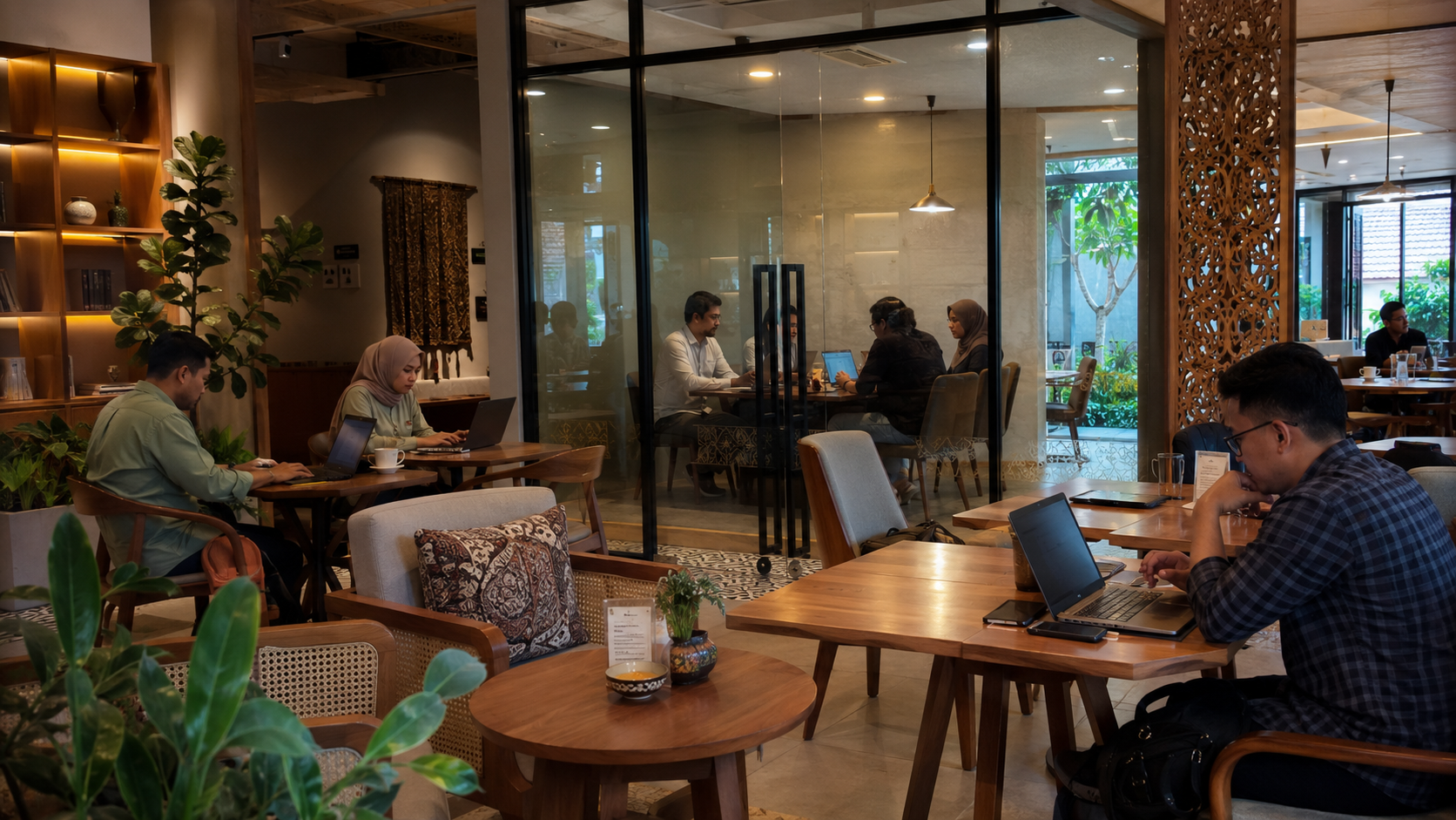 Ruang kolaborasi di coworking space Semarang Solo dengan fasilitas lengkap