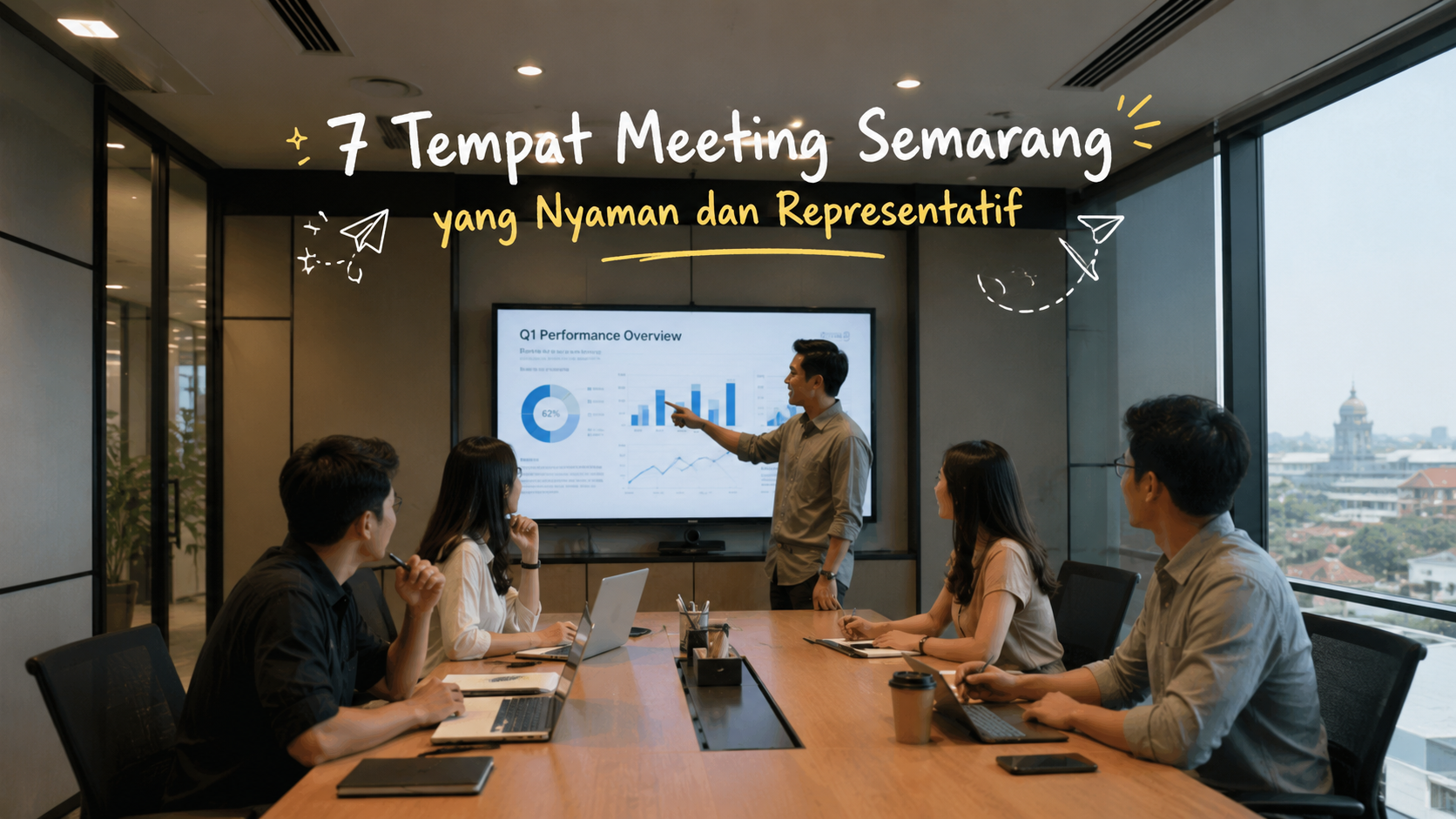 Area tempat duduk meeting point Semarang di Folkafe dengan sudut baca dan pencahayaan hangat